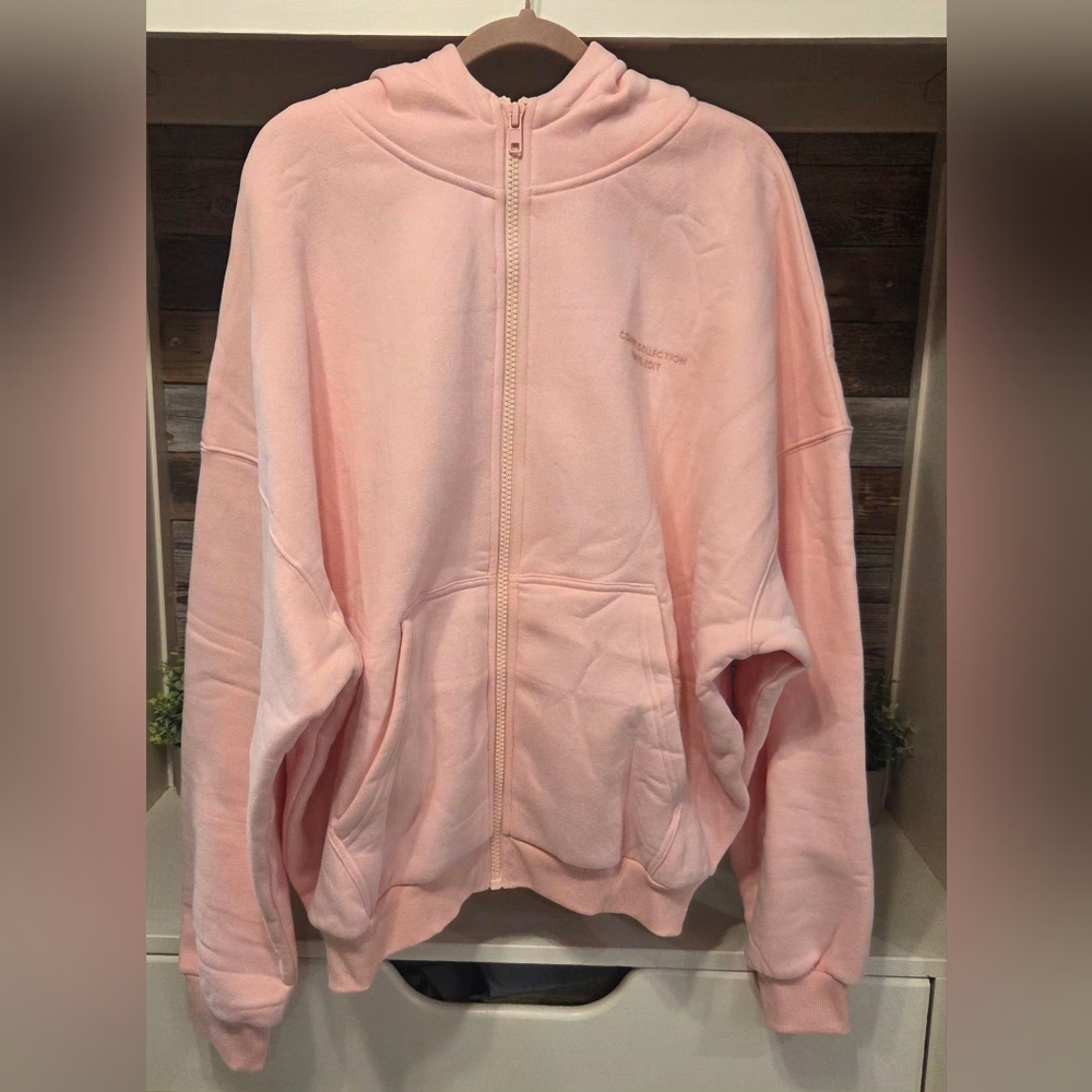 Comfrt Oversized Relaxed Full-Zip Hooded Sweatshirt- In BUBBLEGUM!! UNISEX!! - Picture 7 of 11